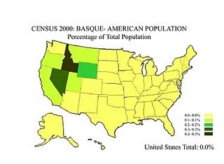 Mapa de la presencia actual vasca en USA