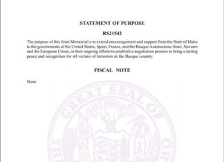 La Cámara de Representantes de Idaho aprueba la declaración de apoyo al Proceso de Paz en Euskadi