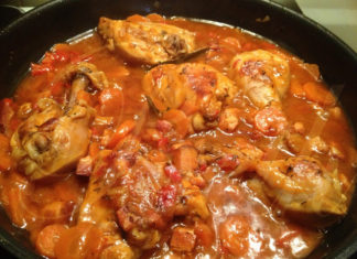 Receta de pollo a la vasca en un blog franco-portugués