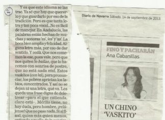 La visión de una extranjera sobre el Euskera, publicada en el periódico unionista navarro