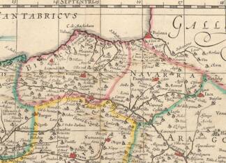 Who the peninsular Basques are: the teachings of History (from Peru) Fragment of the map by Willem Blaeu. "Regnorum Hispanae nova descriptio." From Nouvel Atlas. Amsterdam: Willem & Joan Blaeu, 1643-50. 14 3/4 x 19 1/4. Engraving