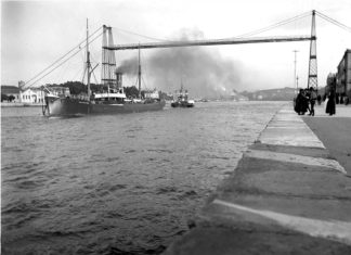 Desde Colombia: el Puente Colgante, el Golfo de Bizkaia y la cohesión social El puente Bizkaia en 1897 (Monografías Históricas de Portugalete)