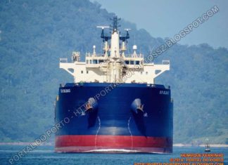 El «E.R. Bilbao» llega a la ciudad de Santos (Brasil) El buque E.R Bilbao entrando en el puerto brasileño de Santos