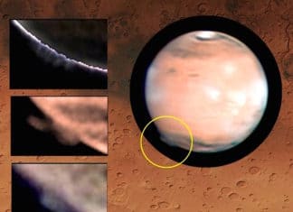 De Saturno a Marte. La UPV/EHU estudia el Sistema Solar, y se cuenta en todo el mundo Penacho en Marte (imagen: Grupo Ciencias Planetarias (GCP) - UPV/EHU, W. Jaeschke, D. Parker)