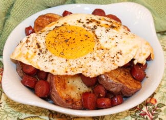 Desde Pennsylvania. Receta de «Huevos con txistorra y patatas» Resultado final del Sarteneko