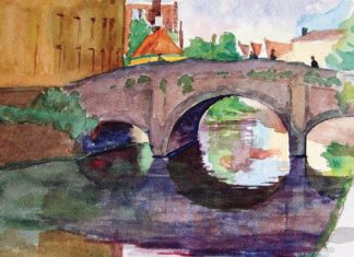 A 93-year-old American speaks Basque in an interview Original watercolor art by Harry E. Stinson. Graphic design by design for the future, Jennifer Chaparro