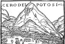 «Vascos en el Mundo Atlántico, 1450–1824» Una aproximación a la historia vasca en la América colonial Cerro del Potosi en el siglo XVI. Una décadas antes de los enfrentamientos entre vascongados y Vicuñas. Interesante observar los nombres de las ""vetas" en el cerro