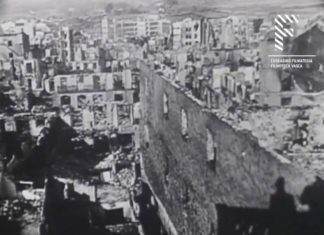 Eighty Years after Guernica: against the lies, more truth fotograma del documental Elai-alai donde se pueden ver los resultados del Bombardeo de Gernika (1938)