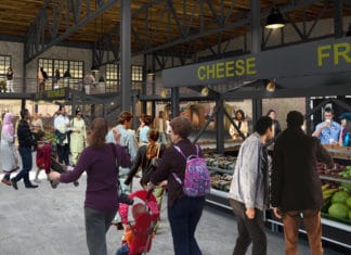 “Euskal Gazta” in Minnesota A rendering of the interior of the Keg & Case Market at the Schmidt Brewery complex in St. Paul (Minnesota)