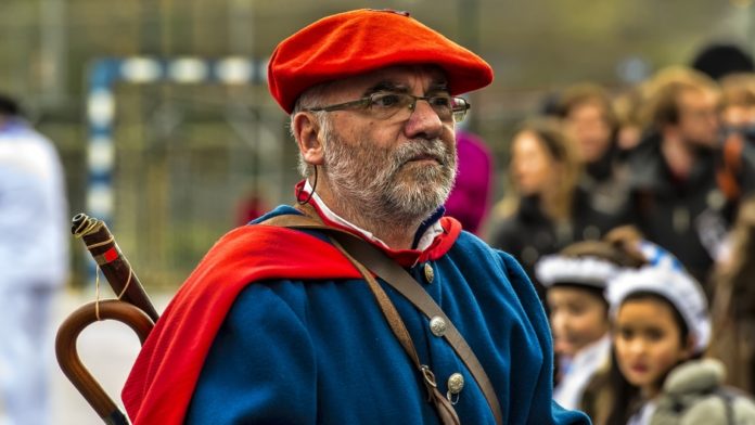 A man in traditional Basque dress Credit- Urko Dorronsoro