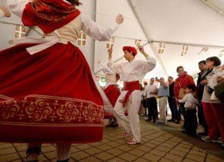 The “indigenous Basques” celebrate a grand festival in New London, Connecticut The Gauden Bat dance group from Chino, Calif., performs during the Basque Fest on Parade Plaza in New London Saturday, June 23, 2018. The festival was hosted by the New England Basque Club. (Dana Jensen/The Day)