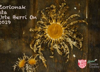 Zorionak eta Urte Berri On, with Basque carols from Cambridge and with Olentzero from Tolosa in 1952 Eguzkilorea. Senpere, Lapurdi. Euskal Herria. Stemless carline thistle or Silver thistle. Saint-Pée-sur-Nivelle, Labourd. Basque Country. ( Garuna bor-bor)