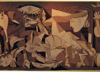 Gernika no la destruyeron ni los «republicanos» ni los «nacionalistas». Fueron los «rebeldes» Tapiz del «Guernica» expuesto en la ONU