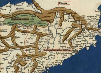Kataluniako euskal sustraia El mapa más antiguo que se conserva de la cordillera pirenaica (1482) / Fuente: Cartoteca de Catalunya