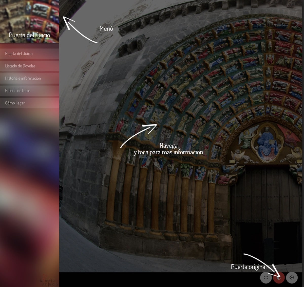 Portada de la versión web para navegar por la Puerta del Juicio de Tudela