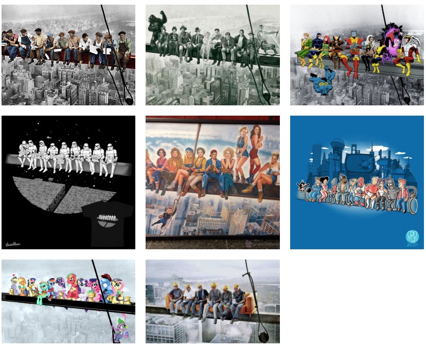 Distintas parodias de «Lunch atop a Skyscraper»