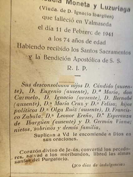 necrologica muerte madre de Natxo Ibargüen