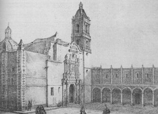 December 18 (1681), the Day the Guild of Aránzazu of Mexico City was born Atrio convento de San Francisco México, donde estaba la capilla de la Cofradía de Nuestra Señora de Aránzazu de México