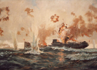 Lest We Forget: March 5, 1937, the Battle of Cape Matxitxako Bou Nabarra durante el combate de Matxitxako Cuadro de David Cobb Encargo del Instituto Bidasoa