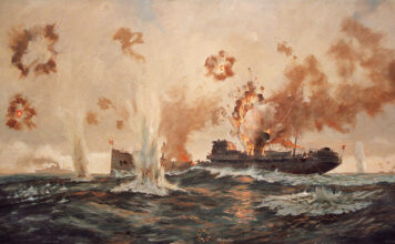 Lest We Forget: March 5, 1937, the Battle of Cape Matxitxako Bou Nabarra durante el combate de Matxitxako Cuadro de David Cobb Encargo del Instituto Bidasoa